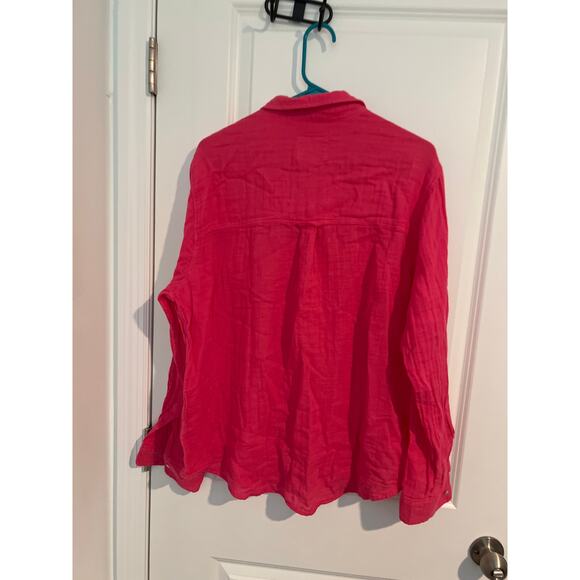 Rails Long Sleeve Button Top – Size XL – Hot Pink - Picture 5 of 6